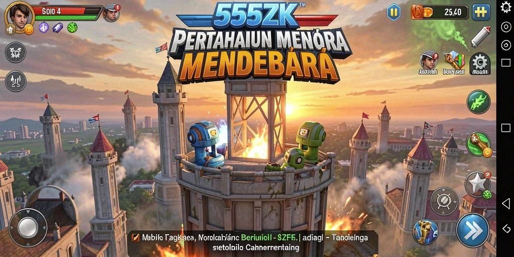 Gameplay menarik dari 555ZK dengan pertahanan menara yang strategis.