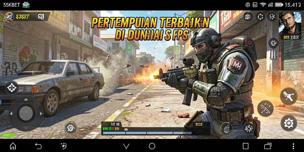 Tampilan gameplay 55KBET dengan aksi pertempuran intens.