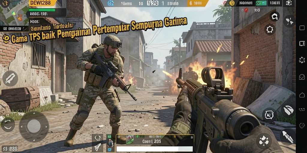 Screenshot DEWI288 menampilkan pertempuran epik dalam sudut pandang ketiga.