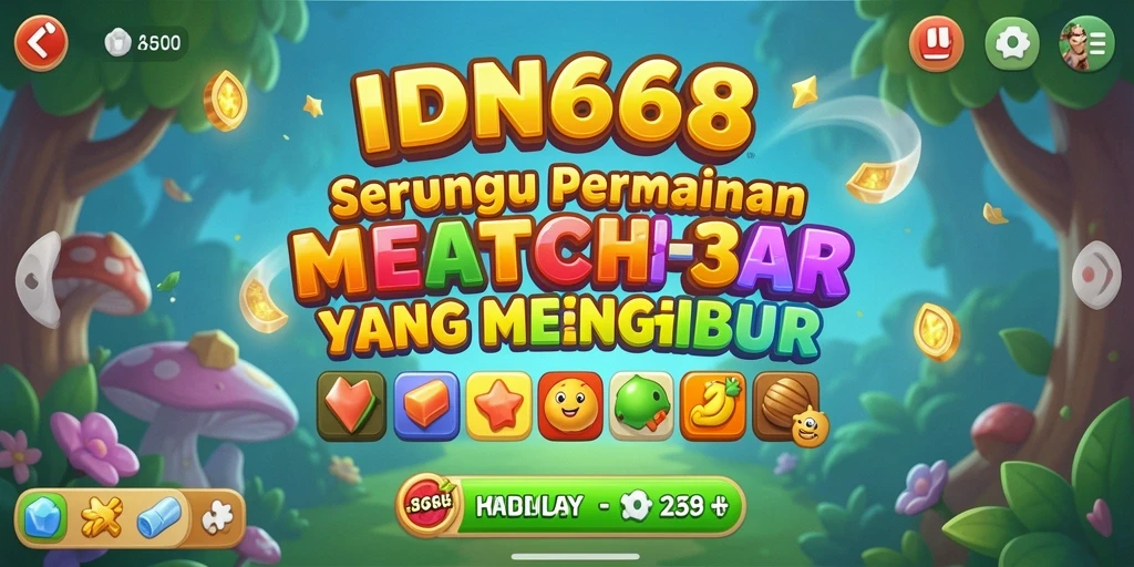Screenshot IDN668 menampilkan gameplay seru dari permainan Match-3.