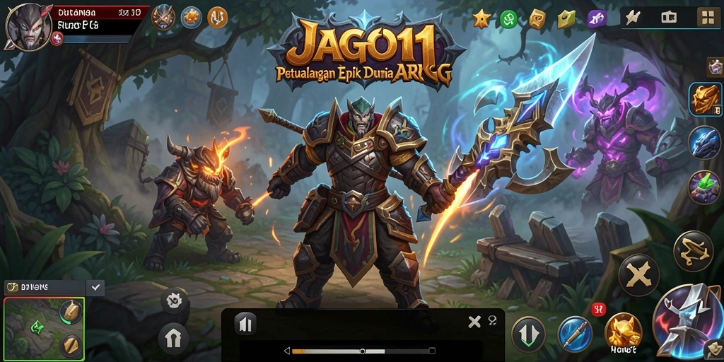 Tangkapan layar utama JAGO11 menampilkan pertarungan epik dengan efek visual menakjubkan.