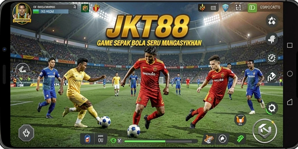 Screenshot gameplay <strong>JKT88</strong> yang menampilkan aksi pertandingan sepak bola.