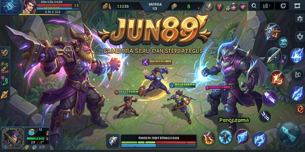 Screenshot gameplay JUN88 menampilkan aksi seru dalam arena MOBA.