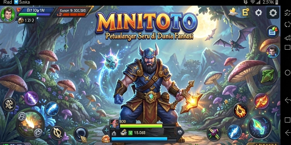 Gameplay MINITOTO yang menampilkan eksplorasi dunia petualangan.