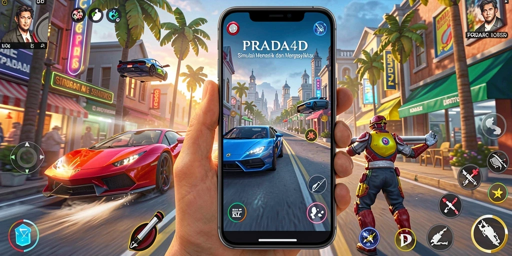 Tampilan gameplay yang menarik dari PRADA4D dengan karakter beragam.
