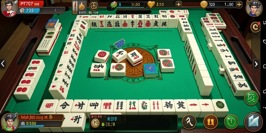 Tangkapan layar gameplay PT707 yang menampilkan ubin Mahjong.