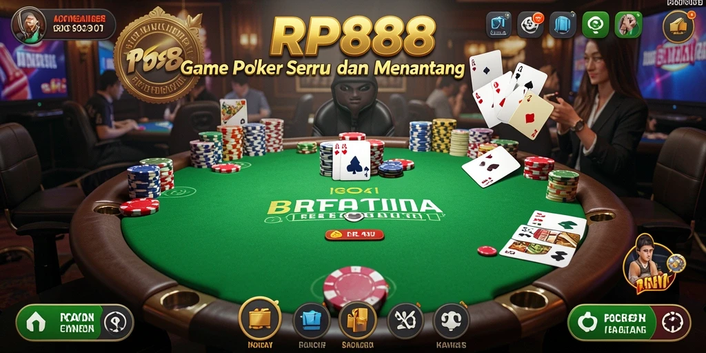Tampilan utama gameplay Poker yang mendebarkan di RP888.
