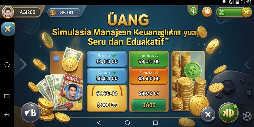 Screenshot UANG menunjukkan gameplay yang mendidik dan menyenangkan dalam simulasi manajemen keuangan.