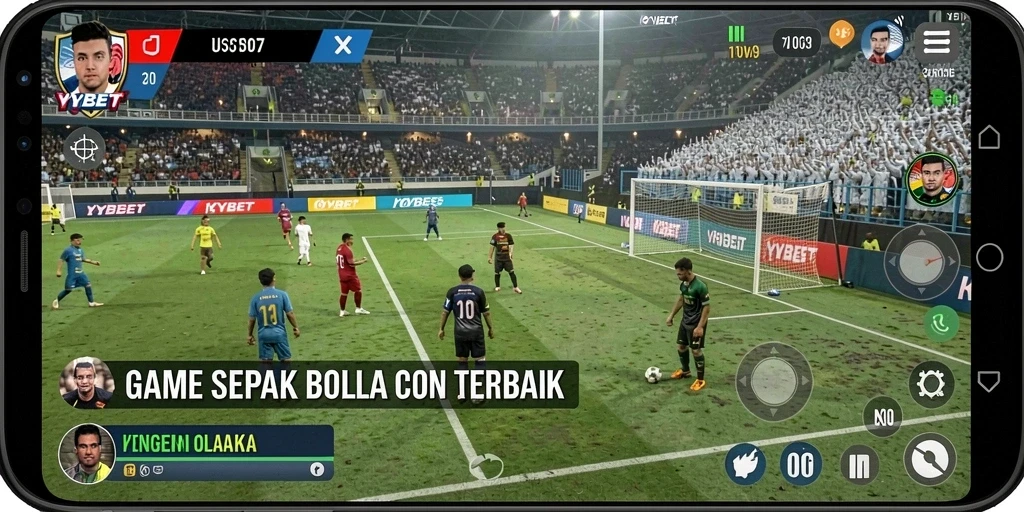 Screenshot YYBET menunjukkan gameplay sepak bola yang mendebarkan.